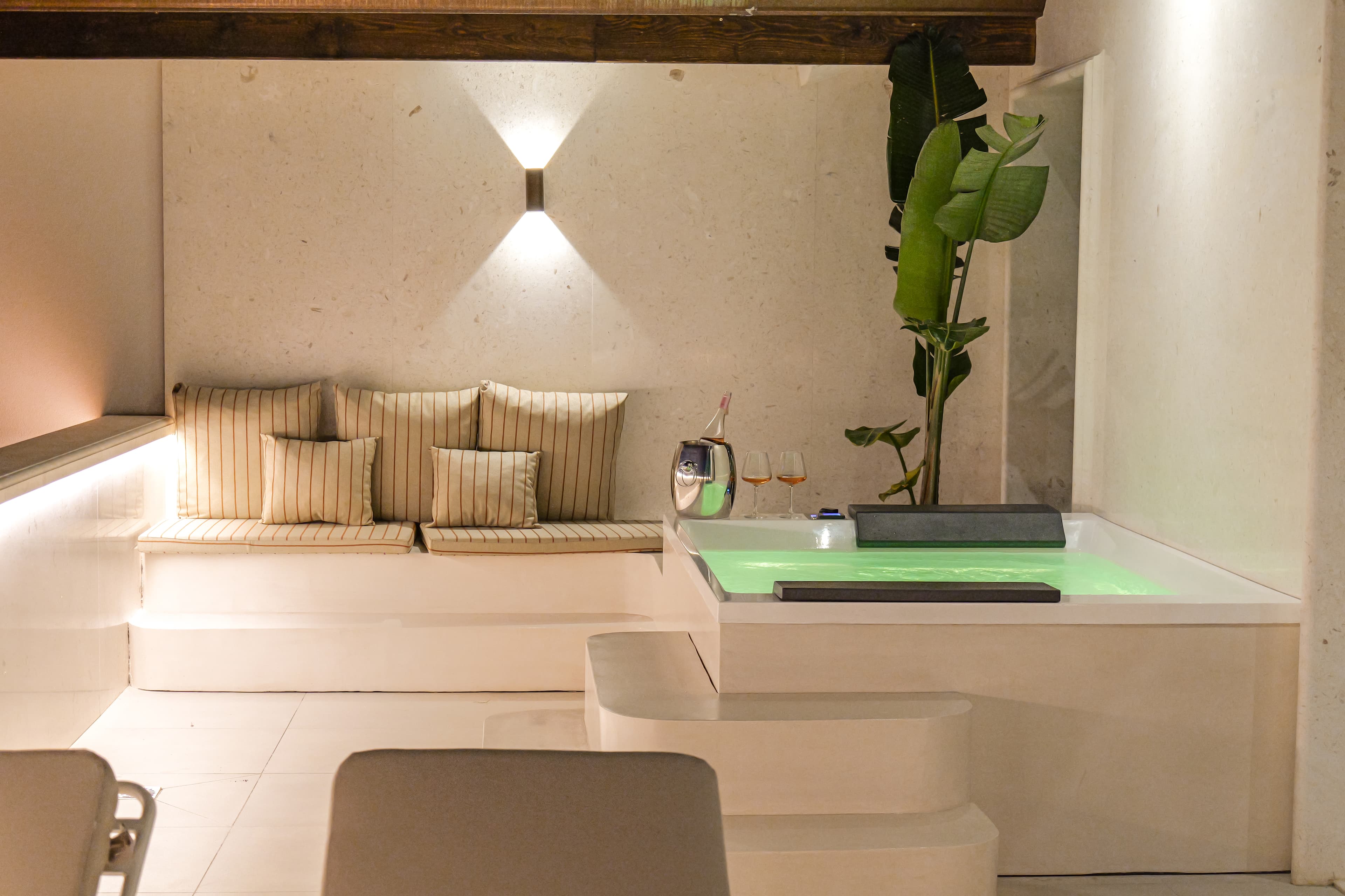 Luxury suite concept with private balcony jacuzzi